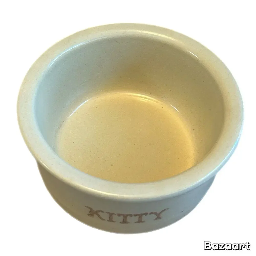 Roseville Ohio R.R.P. Co. 5.5” Feeder Pottery USA Kitty Pet Food Bowl